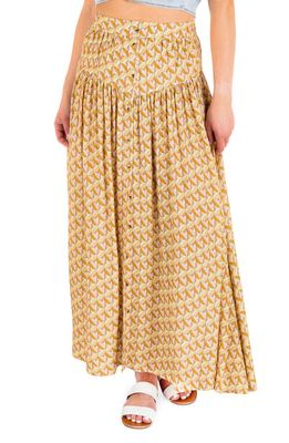 Hurley City Block Button-Up Maxi Skirt in Terracotta