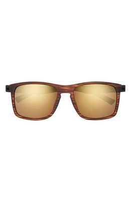 Hurley Classics 56mm Polarized Rectangular Sunglasses in Brown Striated/Brown Base