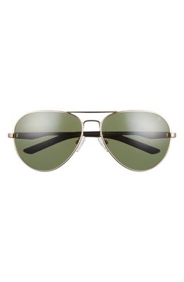 Hurley Locals 60mm Polarized Aviator Sunglasses in Shiny Gold/Green