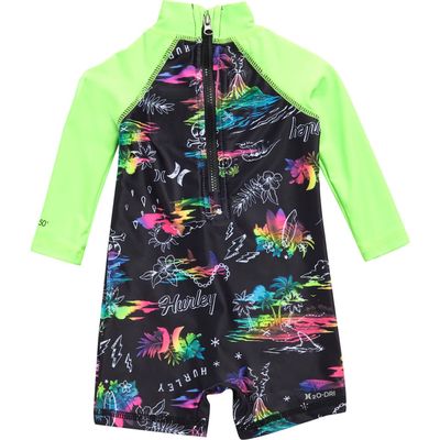 Hurley Rashguard One-Piece Swimsuit in Black Multi 