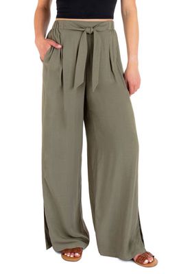 Hurley Rily Tie Waist Wide Leg Pants in Taupe