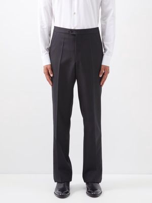 Husbands - Side-stripe Grain De Poudre Tuxedo Trousers - Mens - Black