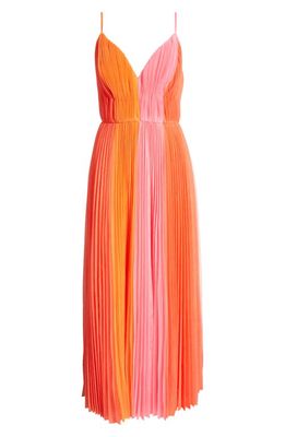 Hutch Colorblock Pleated Tulle Gown in Warm Multi 