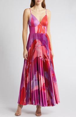 Hutch Hale Empire Waist Gown in Pink Swirl Brushstroke