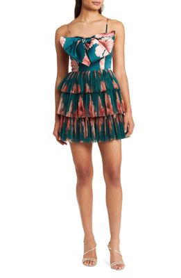 Hutch Havi Floral A-Line Minidress in Emerald Vining Painted Floral
