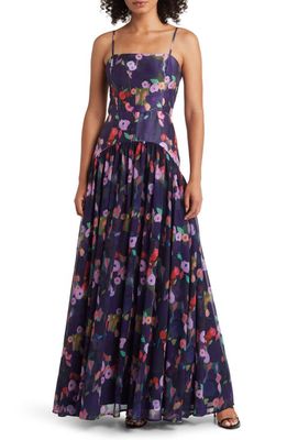 Hutch Imogen Floral Gown in Navy Whimsy Watercolor Floral