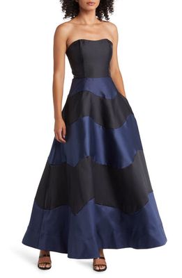 Hutch Rena Colorblock Strapless Gown in Navy/Black