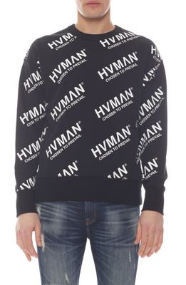 HVMAN Repeat Logo Crewneck Sweatshirt in Black