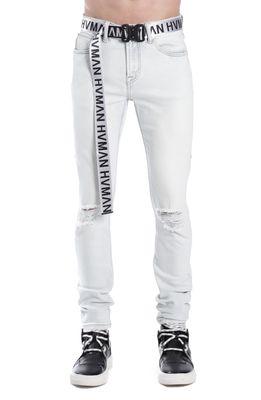 HVMAN Strat Belted Super Skinny Jeans in Zephyr
