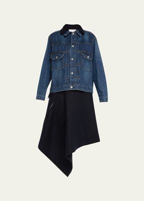 Hybrid Asymmetric Denim Jacket Dress