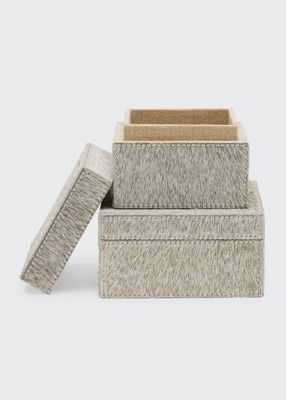 Hyde Gray Hairhide Square Boxes, Set of 2