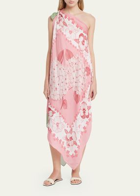 Hydrangea-Print Multiway Scarf Blouse Dress