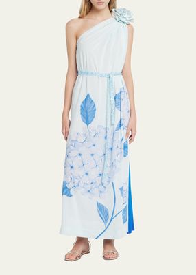 Hydrangea-Print Toga Maxi Dress
