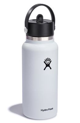 Hydro Flask 32-Ounce Wide Mouth Flex Straw Cap Water Bottle in White 