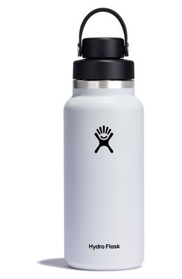 Hydro Flask 32-Ounce Wide Mouth Water Bottle with Flex Chug Cap in White
