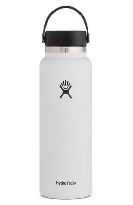 Hydro Flask 40-Ounce Wide Mouth Cap Water Bottle in White 2.0