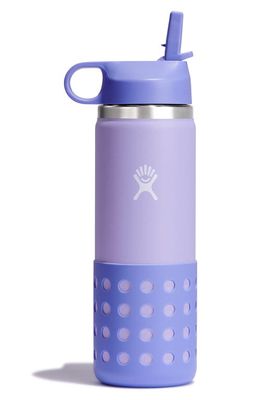 Hydro Flask Kids' 20-Ounce Wide Mouth Water Bottle with Straw Lid in Lupine