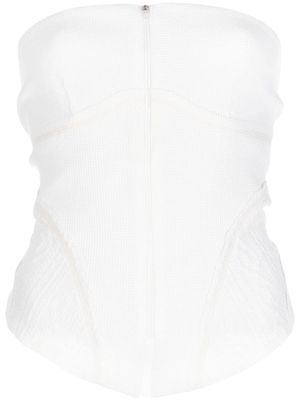 Hyein Seo strapless zip-up knitted top - White