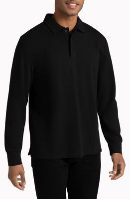 Hypernatural Biscayne Long Sleeve Supima® Cotton Blend Polo in Black Beauty 