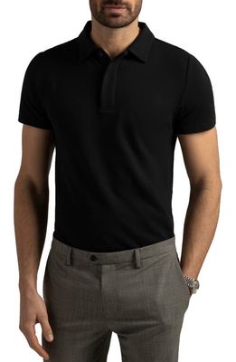 Hypernatural Biscayne Slim Fit Cotton Blend Piqué Golf Polo in Black Beauty