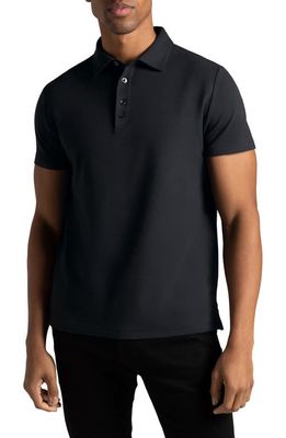 Hypernatural Dagger Supima Cotton Blend Slim Fit Polo in Magpie Black