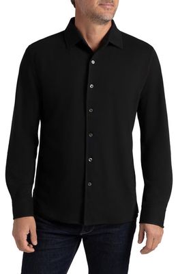 Hypernatural El Capitan Supima Cotton Blend Piqué Knit Button-Up Shirt in Black Beauty