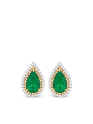 HYT Jewelry 18kt gold emerald and diamond stud earrings - Silver