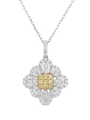HYT Jewelry 18kt yellow gold and platinum diamond necklace - Silver