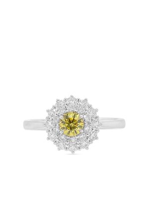 HYT Jewelry platinum white and yellow diamond ring - Silver