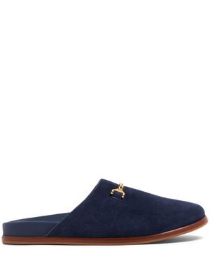 HYUSTO Quincy chain-link detail suede slippers - Blue