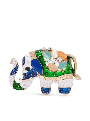 Hzmer Jewelry crystal-embellished elephant brooch - Gold