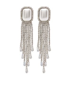 Hzmer Jewelry crystal-embellished silver drop earrings