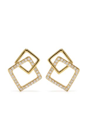 Hzmer Jewelry geometric-shape rhinestone-embellished earrings - Gold