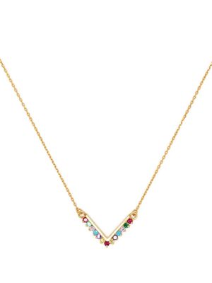 Hzmer Jewelry Mantra crystal-embellished necklace - Gold