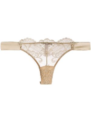 I.D. Sarrieri Christmas embroidered thong - Neutrals