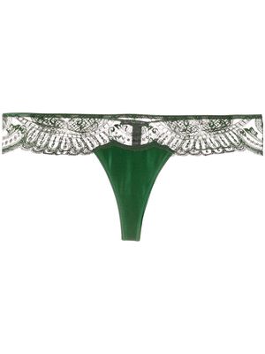 I.D. Sarrieri embroidered tulle thong - Green