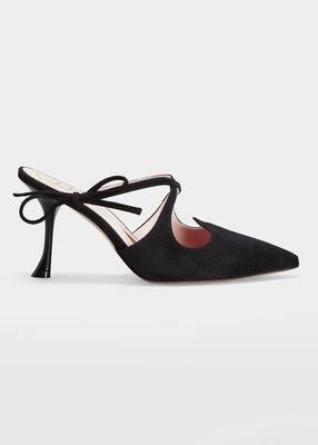 I Love Vivier Suede Bow Mules