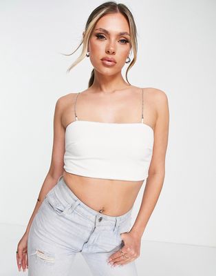 I Saw It First bandeau crop top with diamante trim in white