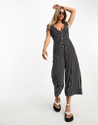 I Saw It First frill strap culotte jumpsuit in black and white