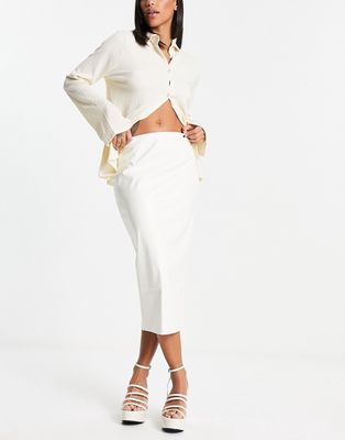 I Saw It First leather look midi skirt in cream - part of a set-White