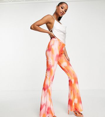 I Saw It First Petite scuba flared pants in smudge print - part of a set-Multi