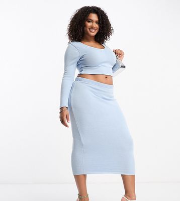 I Saw It First Plus midi skirt in pale blue - part of a set