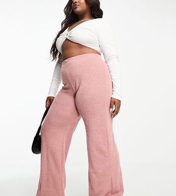 I Saw It First Plus ribbed wide leg pants in pink