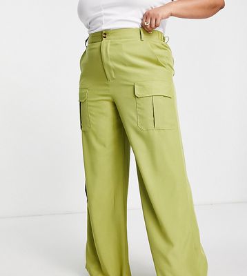 I Saw It First Plus wide leg cargo pants in green-Blue