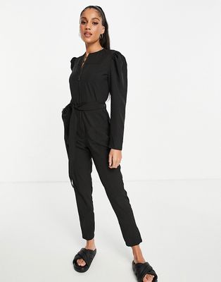 I Saw It First zip front jumpsuit in black