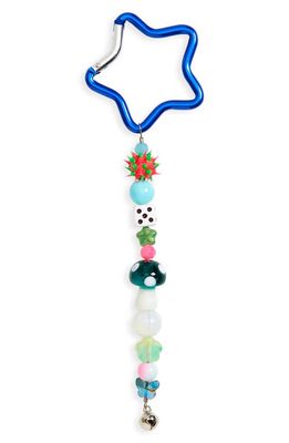 Ian Charms Carabiner Clip with Beaded Keychain in Blue Star