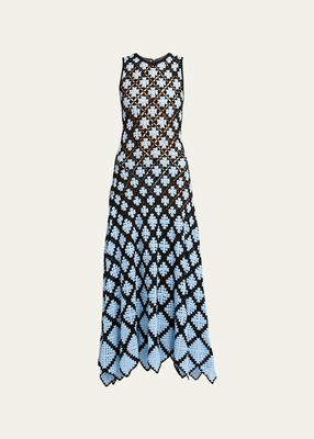 Ianna Sleeveless Crochet Midi Handkerchief Dress