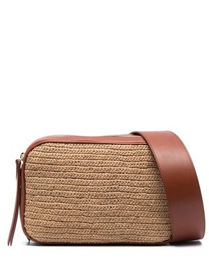 IBELIV Alefa raffia-design crossbody bag - Brown
