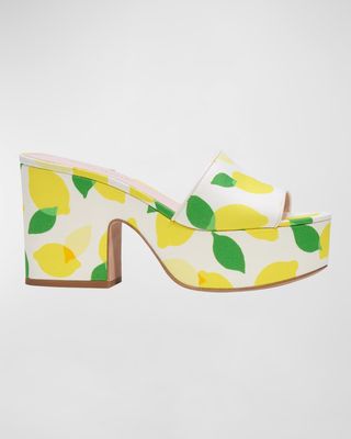 ibiza lemon platform slide sandals