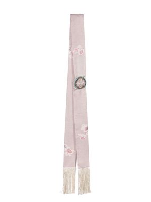 IBRIGU buckle-detail geometric-print slim scarf - Pink